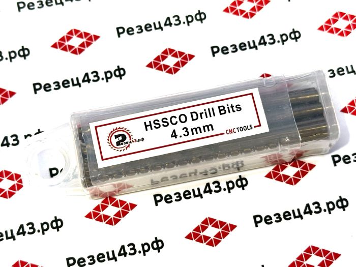 Сверло из быстрорежущей стали 4,3 мм HSS Co M35 (кобальт)