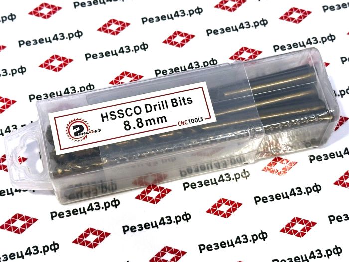 Сверло из быстрорежущей стали 8,8 мм HSS Co M35 (кобальт)