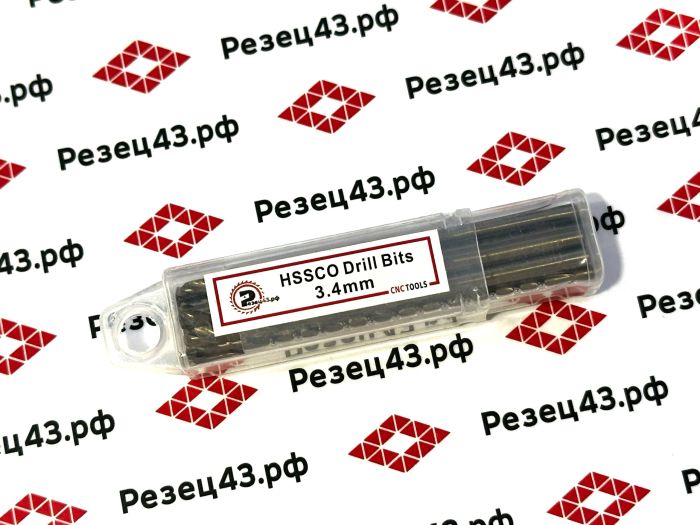 Сверло из быстрорежущей стали 3,4 мм HSS Co M35 (кобальт)