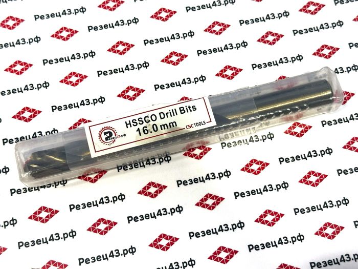 Сверло из быстрорежущей стали 16 мм HSS Co M35 (кобальт)