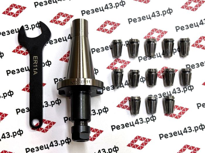 Цанговый патрон NT30 с ключом и набором цанг ER11 в кейсе (NT30-ER11-13PCS)