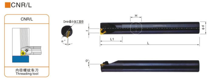 Резец резьбовой CNR0008K11 твердый сплав (антивибрационный)