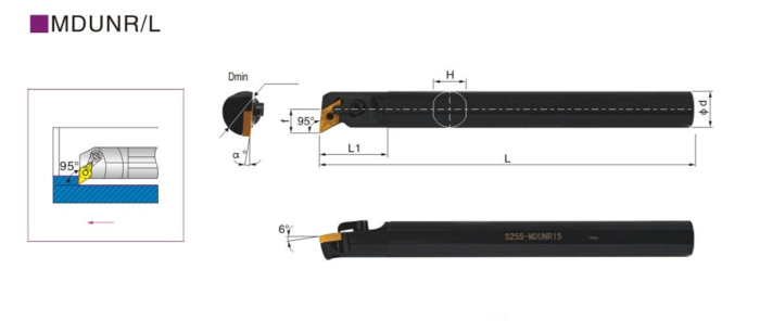 Резец внутреннего точения S40T-DDUNR15