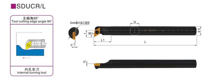 Резец внутреннего точения C10K-SDUCL07 антивибрационный