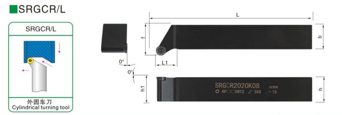 Резец наружного точения SRGCR2525M08 под круглые сменные пластины
