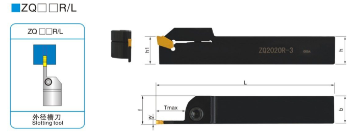 Резец отрезной канавочный ZQ2525R-5